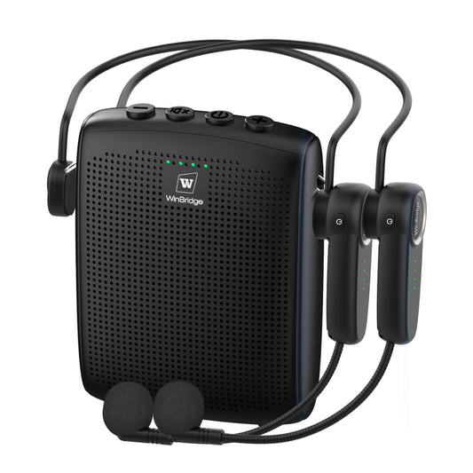 Mini Personal Wireless Voice Amplifier with 2 Bluetooth Microphones- 15W Rechargeable Pa Speaker System for Teachers, Coaches & Public Speaking