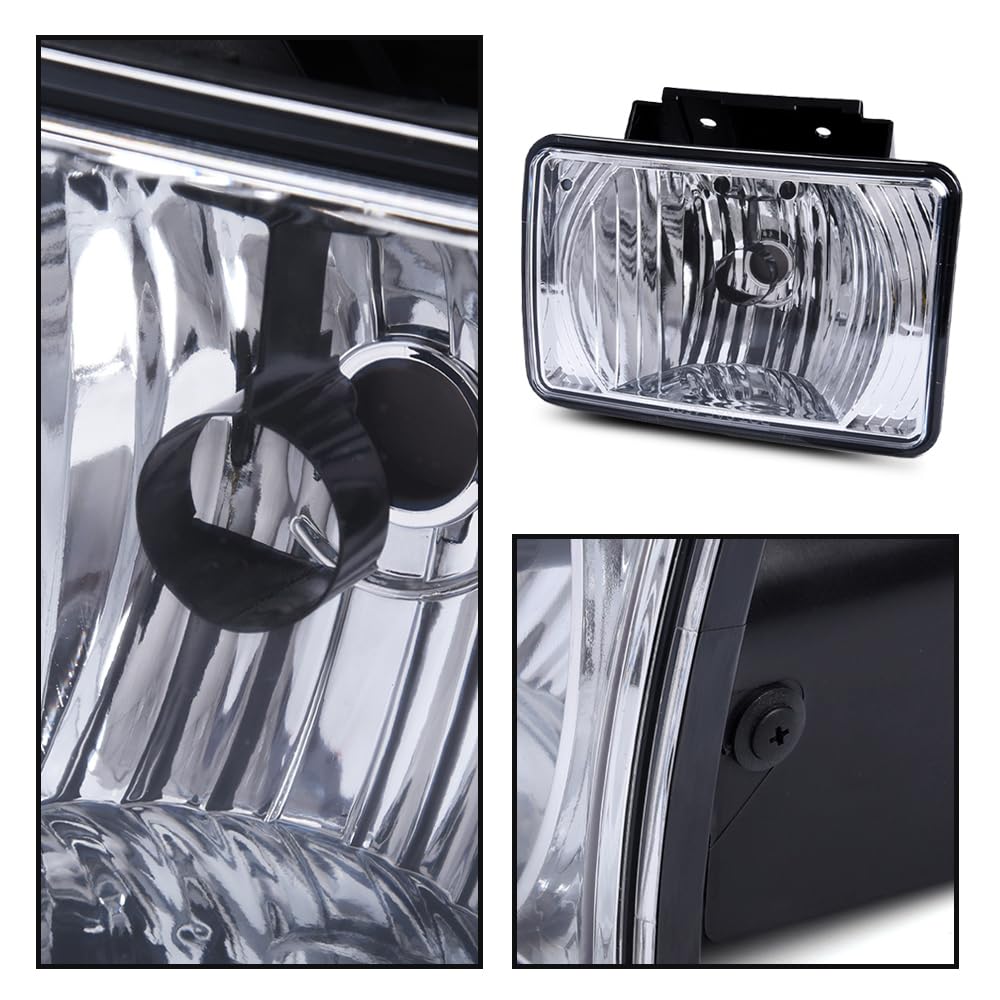 PIT66 Front Bumper Fog Lights Compatible with 2003-2006 Chevy Silverado 1500 2500 3500/2007 Classic /2002-2006 Avalanche Without Body Cladding Replace Driving Lamps Assembly