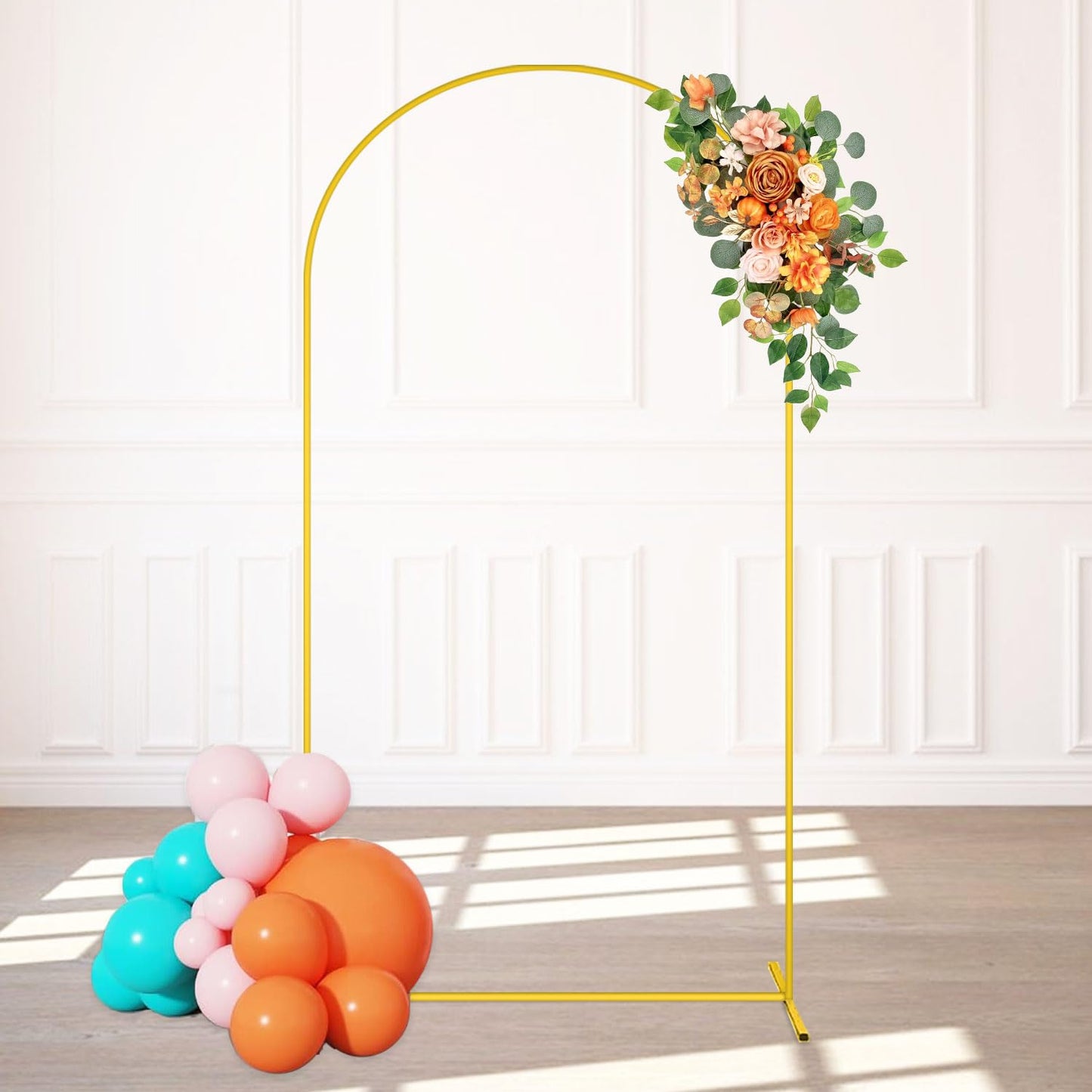FANPROMS Gold Wedding Arch Stands 7.2FT Metal Balloon Arch Stand Balloon Arches Backdrop Stand Set for Birthday Party Metal Arched Backdrop Covers for Bridal Shower Decor