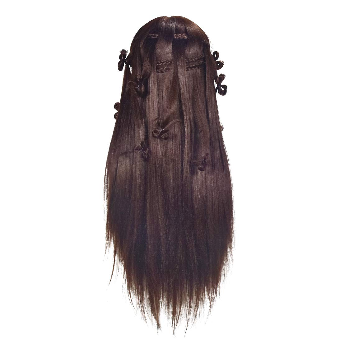 26"-28" Cosmetology Mannequin Head Hairdressing Training Head Manikin Doll Head Synthetic Hair with Free Clamp