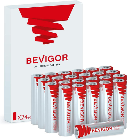 BEVIGOR Lithium Batteries AA Size, AA Battery 24 Pack, 3000mAh 1.5V Double A Battery, Longer Lasting Lithium Iron Batteries for Flashlight, Toys, Remote Control【Non-Rechargeable】