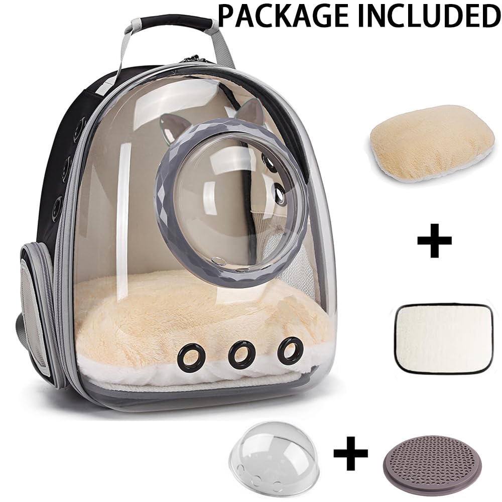 LAIRIES Cat Backpack Carrier, Pet Backpack for Small Medium Cat Puppy Dog Fit Pet Up to 12 Pounds Bag Space Capsule for Travel Hiking Outdoor