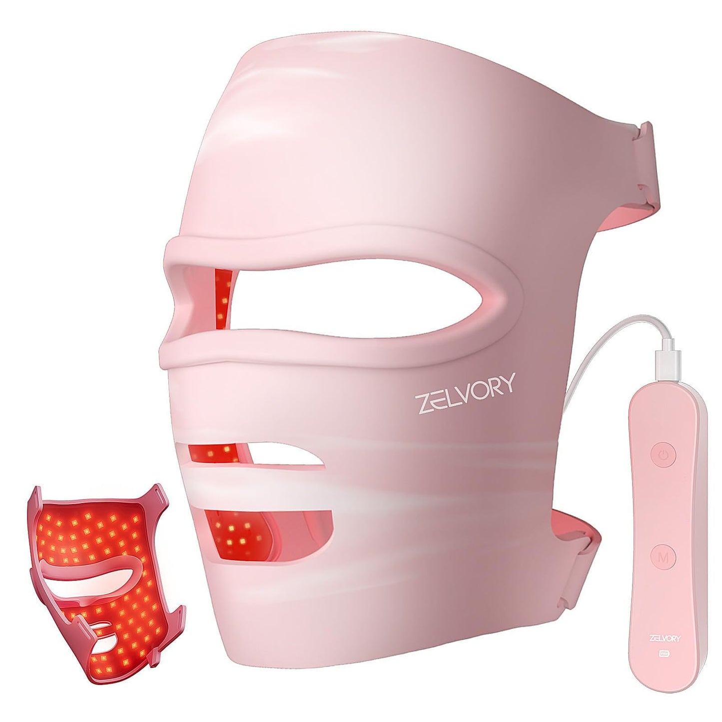 2025 New Red Light Therapy for Face, Glowing Wireless LED Face Mask Light Therapy with Advanced 4-Core LEDs, 2000mAh Remote, 660nm&850nm Near-Infrared Red Light therapy Mask for Home & Travel.