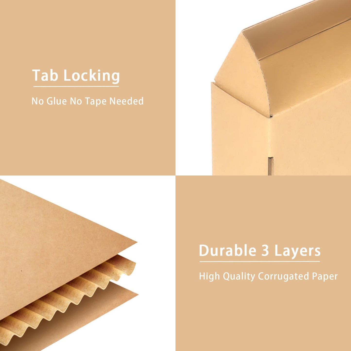 OUGEBOX 10x8x2 Inch Brown Corrugated Cardboard Shipping Boxes, 30 Pack for Small Business, Packaging, Mailing, Gift Boxes