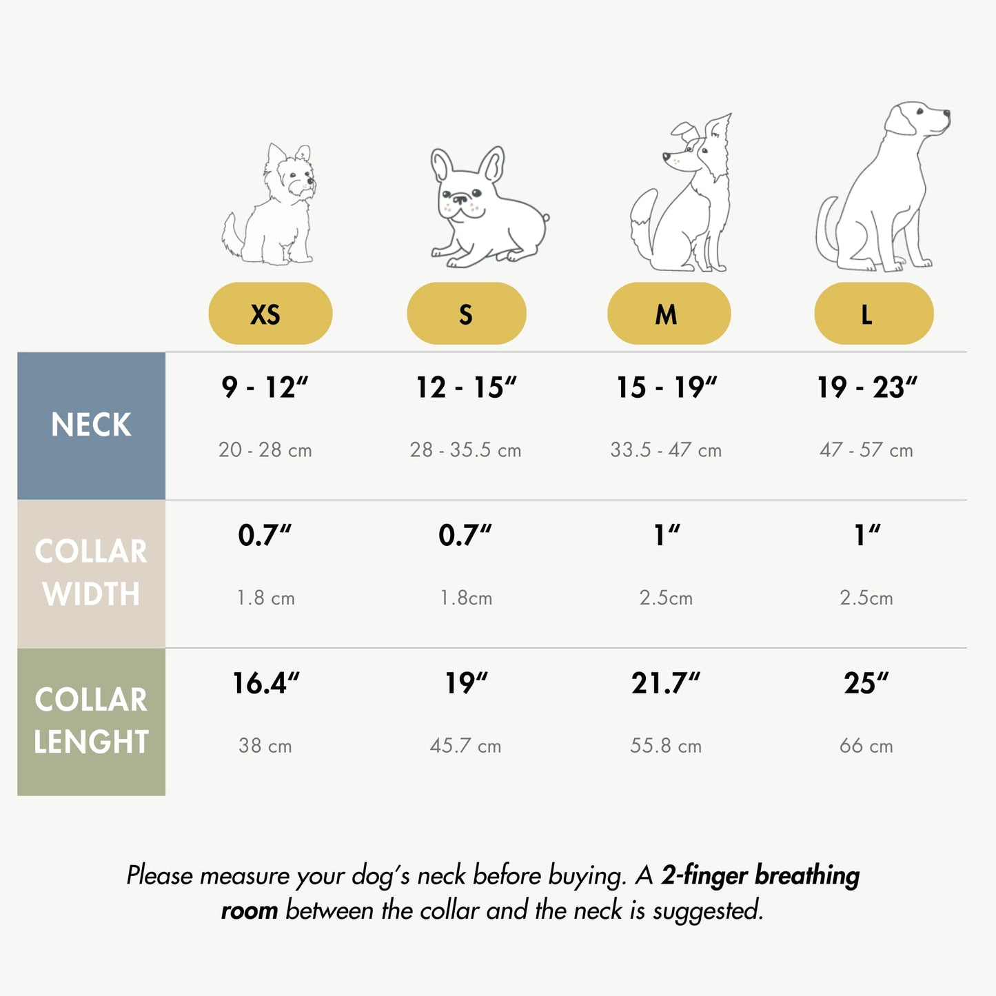 Nina Woof London Vegan Leather Dog Collar - Luxury Cute Adjustable Buckle Collar for Small to Large Dogs - Padded Grey Over Beige