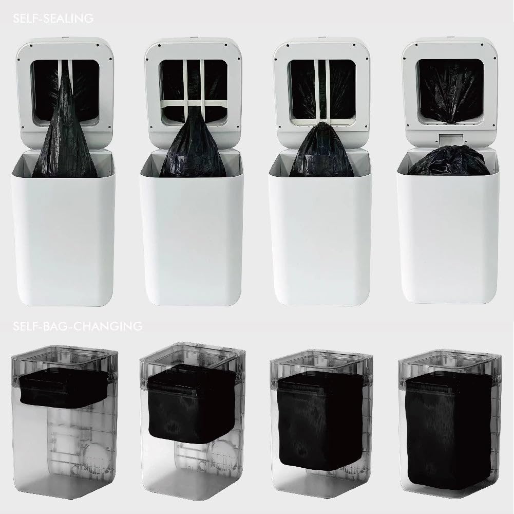Airdeer Refill Bag Ring 3 Gallon, Trash can bags, 8m continuous garbage bag, Designed for Airdeer Self-sealing Smart Trash Can(Model C3, Pack of 6)【Not compatible with A1/L2 trash can】