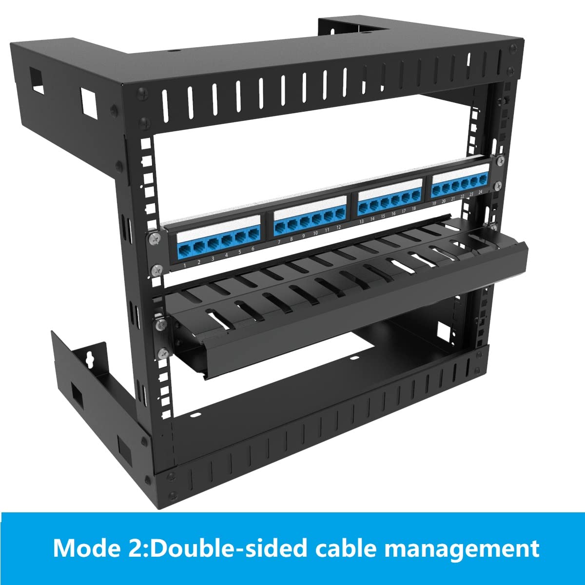 Jingchengmei 2 Pack of All Metal 1U Cable Management Horizontal Rack Mount Cable Manager with 12 Big Finger Slots for 19-inch Server Rack or Cabinet