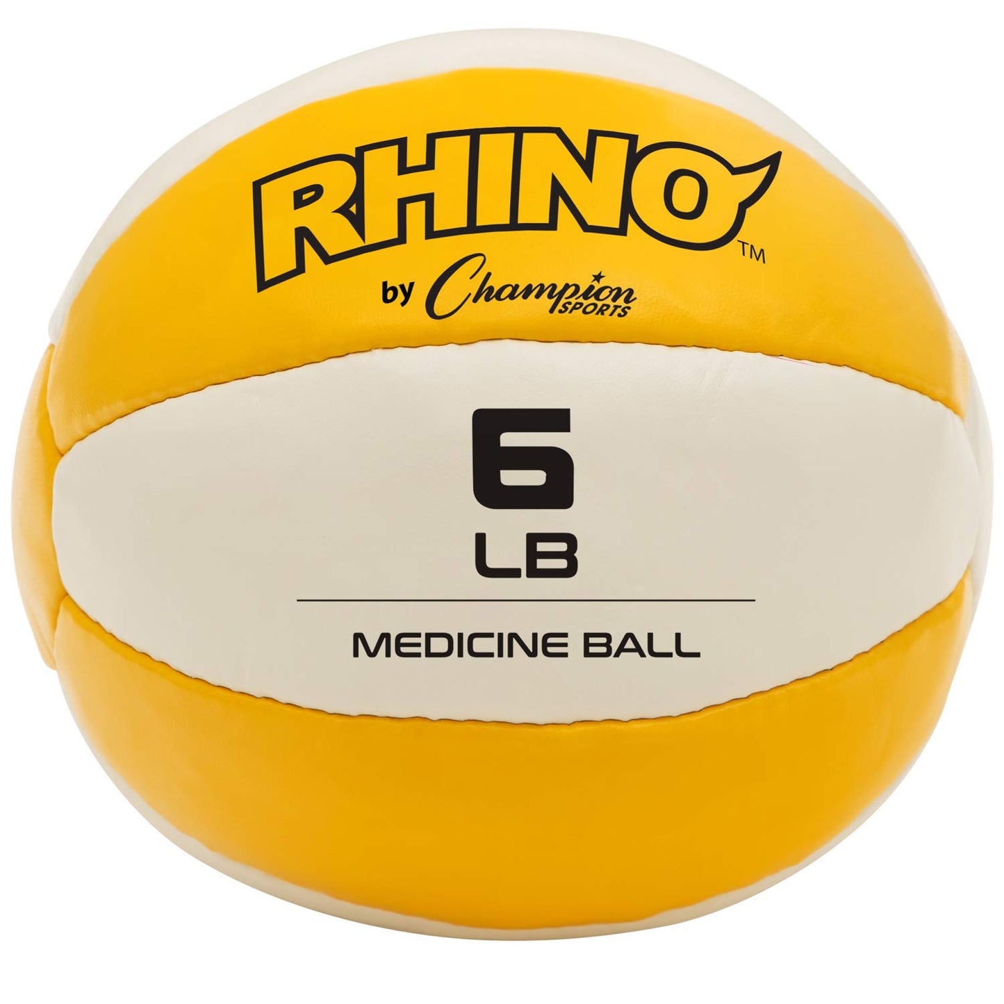 Champion Sports Leather Medicine Ball (Yellow/White, 6-7-Pound)