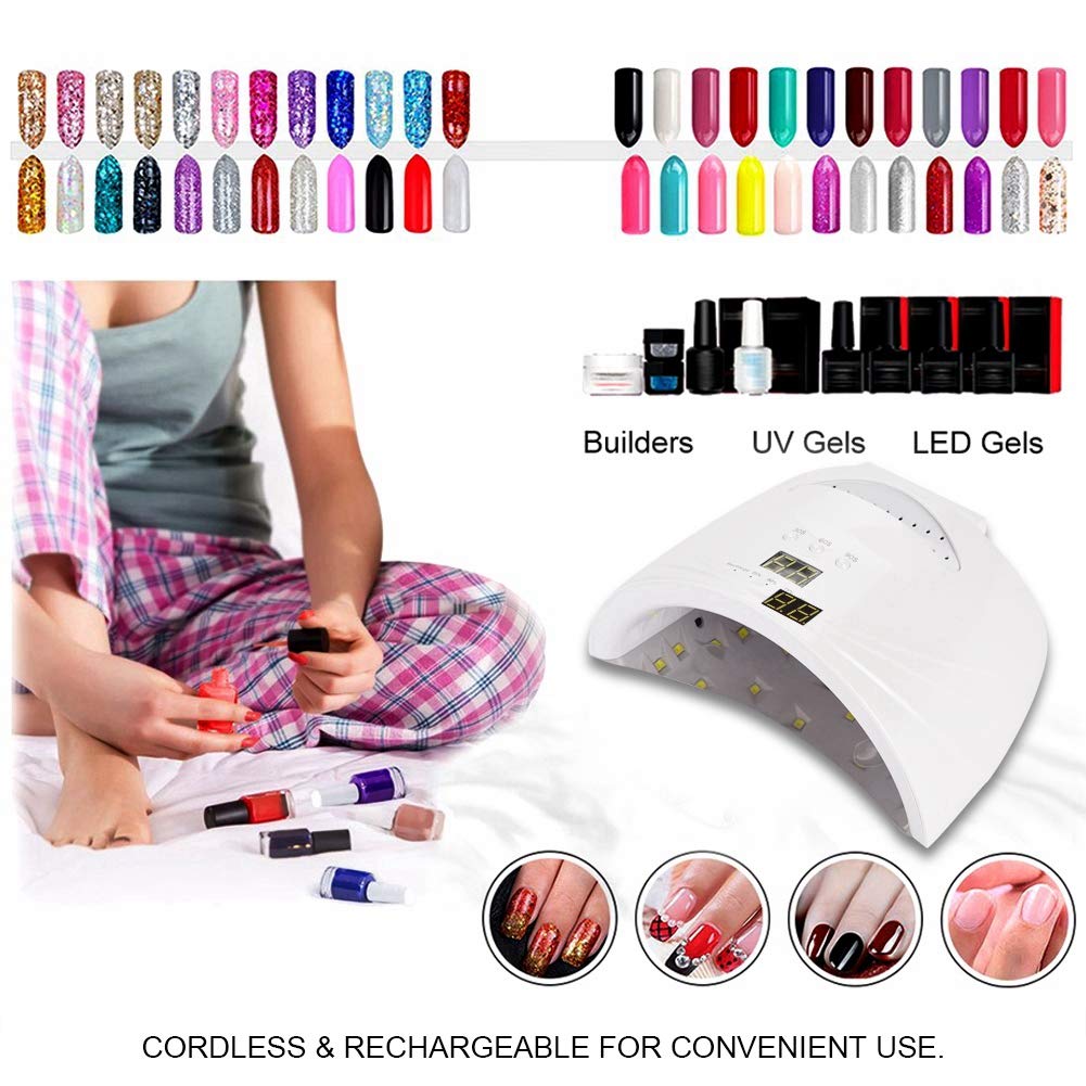 48W Cordless Rechargeable Nail Lamp, Nail Led Nail Polish Dryer Nail Art Tool for Gel Nail (01)