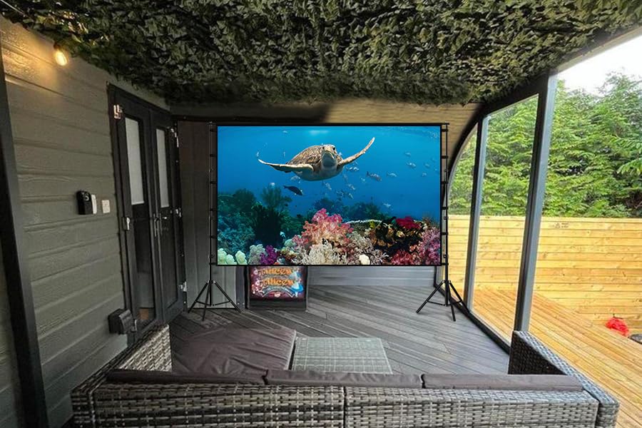 Projectior Screen with Stand,120 inch Portable Foldable Projector Screen 16:9 HD Indoor Outdoor Projector Movies Screen with Carrying Bag for Home Theater Camping and Recreational Events