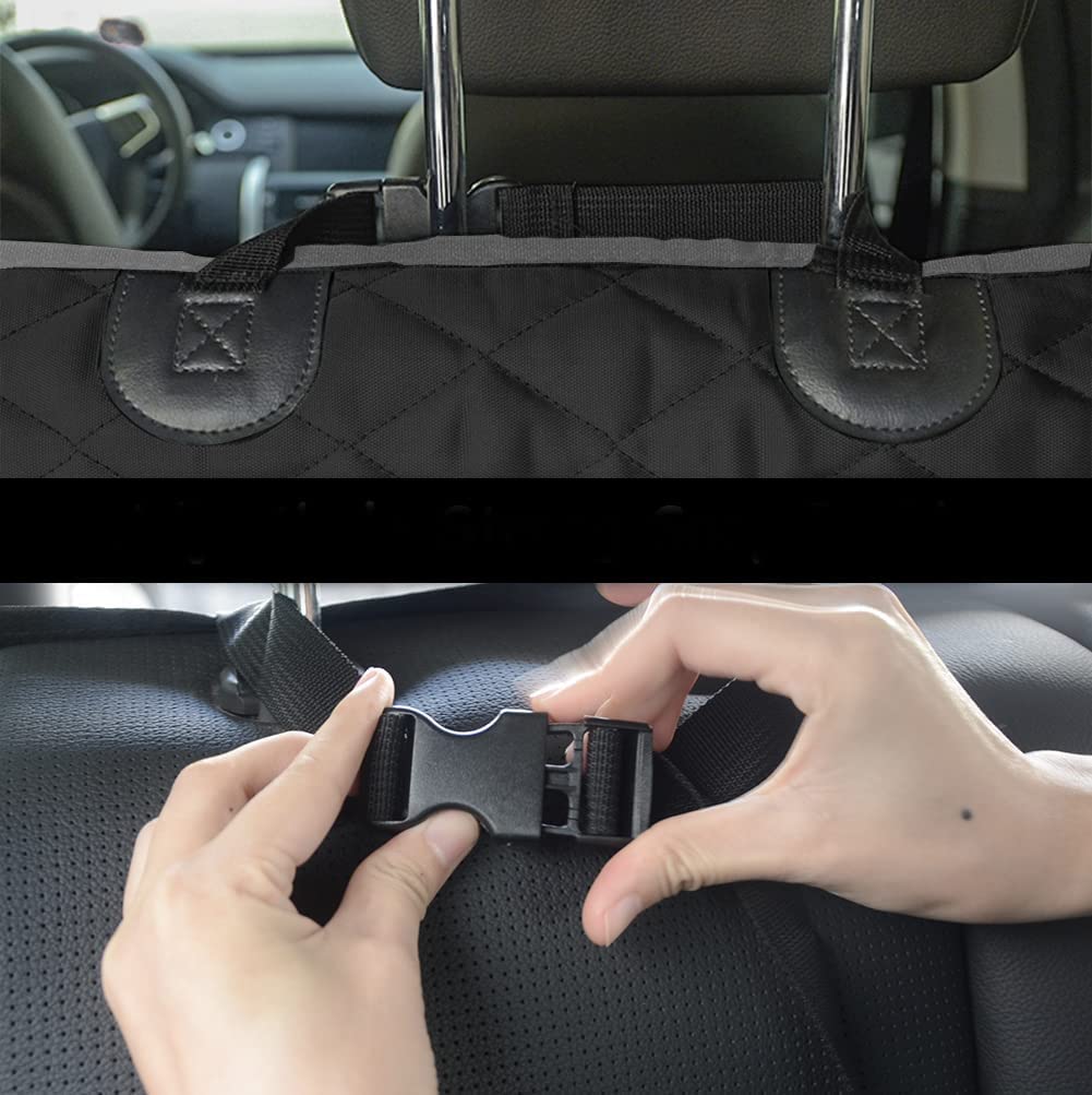 Happept Cargo Liner for Dogs Fold Down Seat, Heavy Duty Dog Mat for Car with Bumper Flap Protector, Dog Seat Cover for SUV Trunk for Sedans Vans, Universal Fit (Black+Gray)