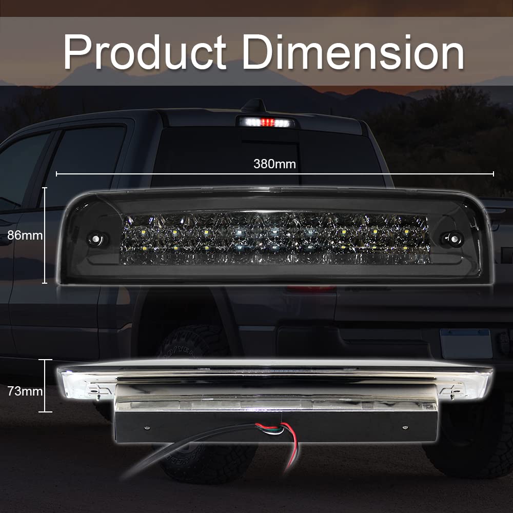 Ram Third Brake Light for Dodge Ram 1500 2500 2009-2017 Red/White High Mount Led Reverse Lights Rear Stop Tail Lamp (3RD Brake 066-3 CA)