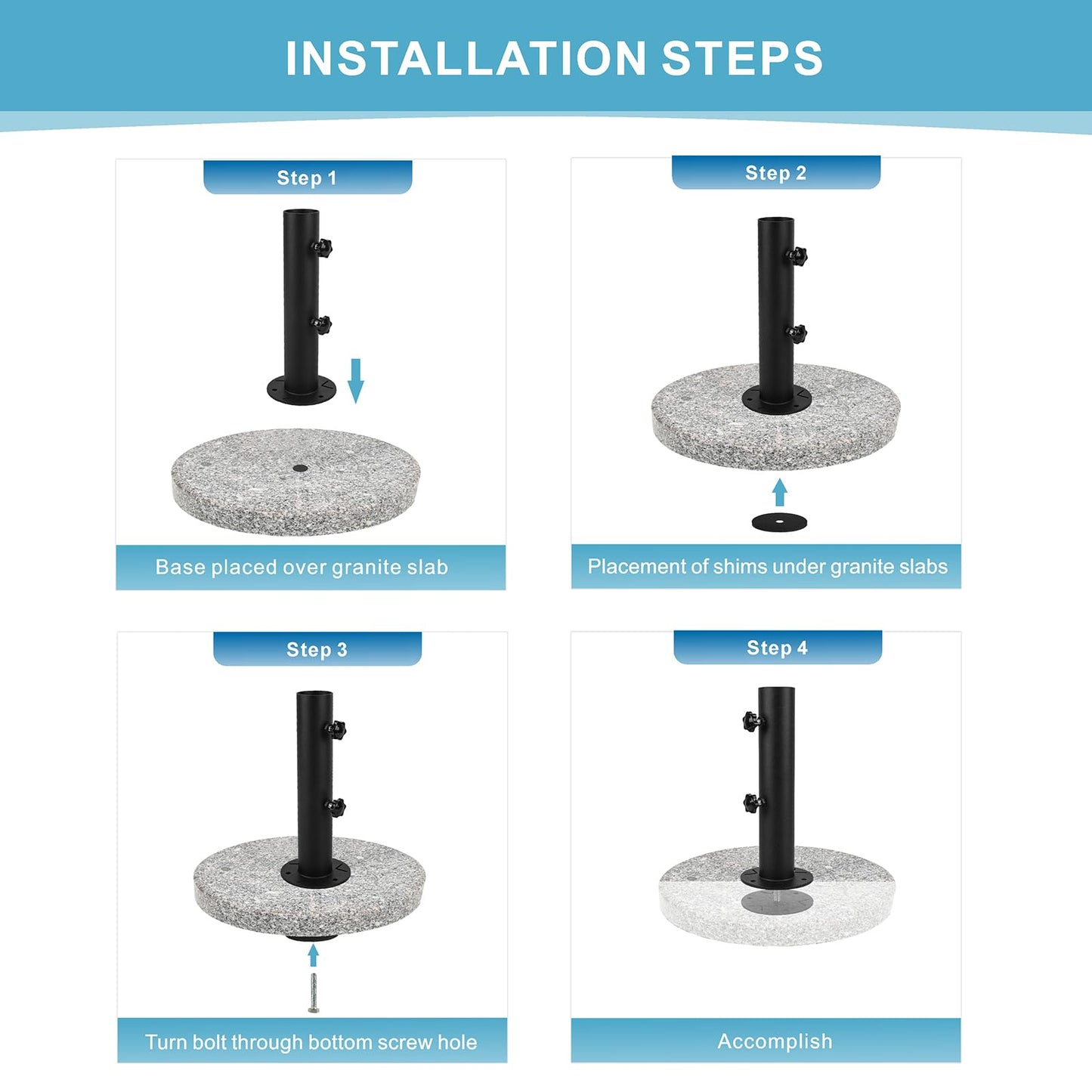 Wdwlbsm Granite Umbrella Stand Tube Outdoor, Stone Umbrella Tube Base for Outside Universal Umbrella Base Tube Replacement for Granite Boards,Cement Boards,Marble Slab,Table Umbrella Tube Bracket