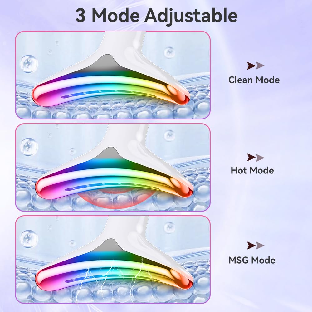 7-in-1 Face Massager, Facial Massager for Face and Neck with 3 Modes, Facial Skin Care Tool with Vibration and Thermal (White)