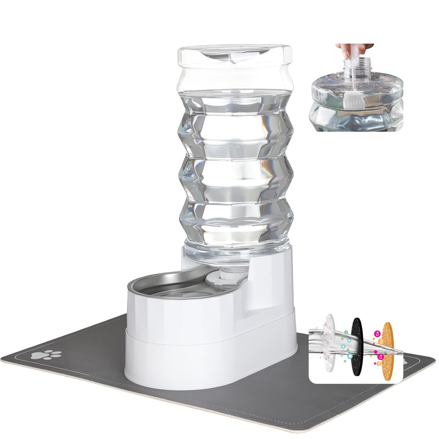 RIZZARI Automatic 9L Gravitational Pet Waterer,100% BPA-Free, Stainless Steel Water Dispenser for Cats and Small and Medium-Sized Dogs