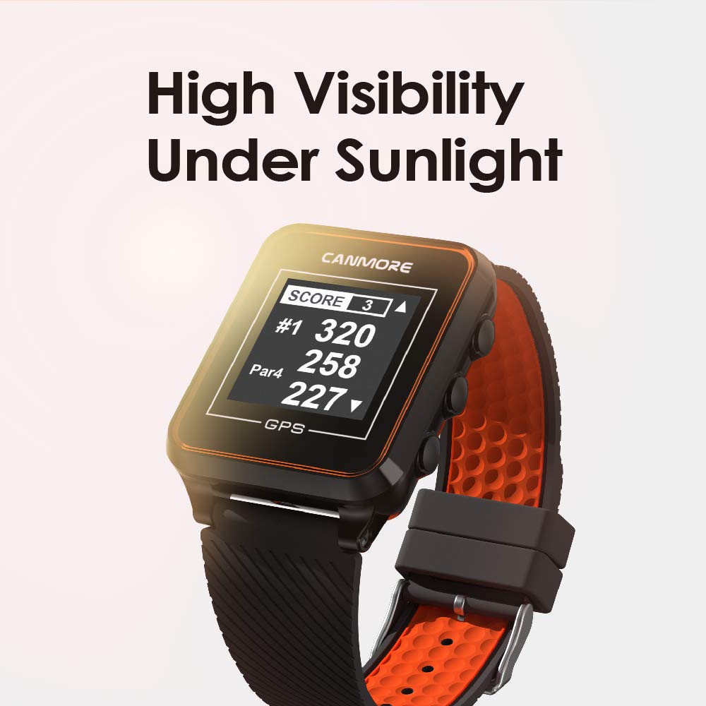 CANMORE TW353 Golf GPS Watch for Men and Women, High Contrast LCD Display, Free Update Over 40,000 Preloaded Courses Worldwide, Lightweight Essential Golf Accessory for Golfers, Orange