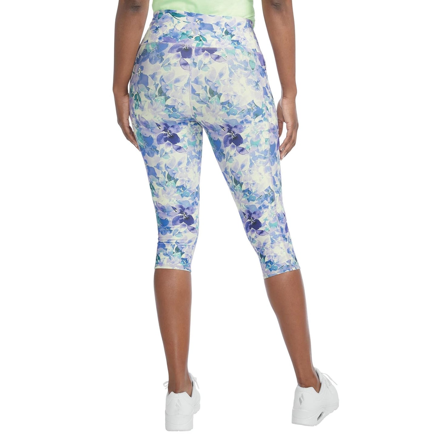 Skechers Women's Gowalk High Waisted Capri, Blue Seascape Floral, 3X-Large