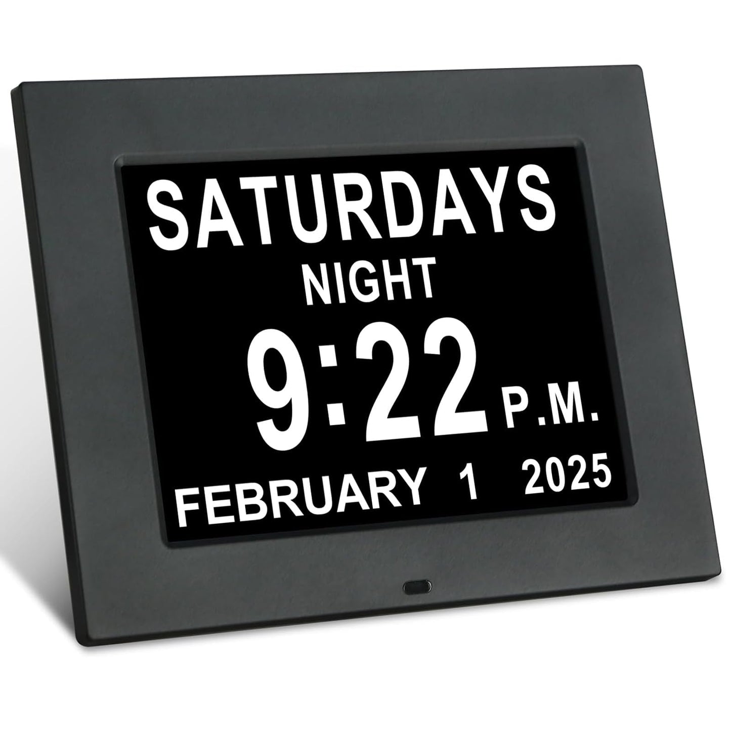 KASTISS 8 inch Digital Clock for Seniors, Calendar with Date & Week and Time for Elderly, Large Display Dementia Clock with SD Card Slot, Programmable Medication Reminder (Black)