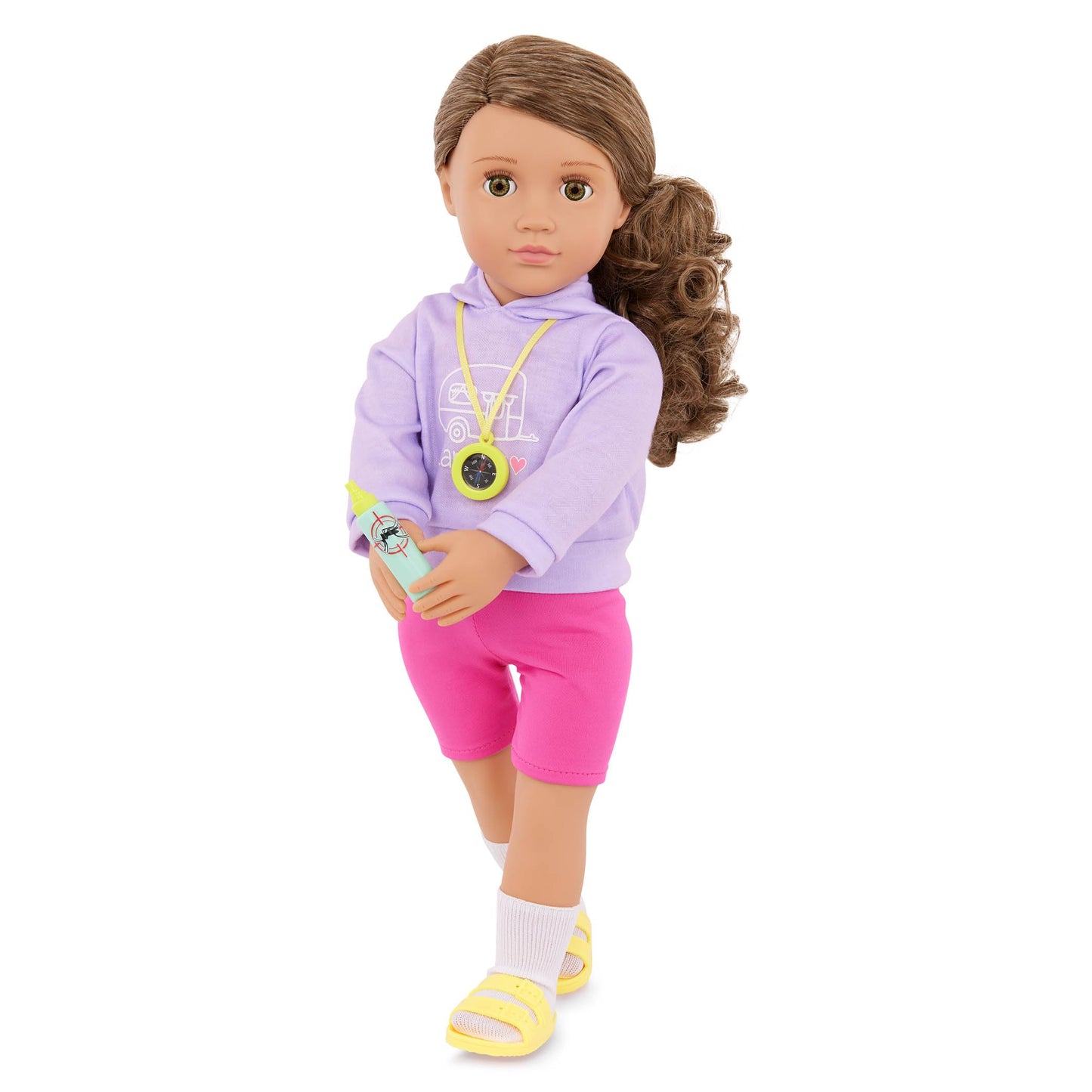 Our Generation – 18-inch Camper Doll – Lifelike Hazel Eyes & Wavy Brown Hair – Light-up Lantern & Camping Accessories – Pretend Play – Toys for Kids Ages 3 Years & Older – Vivian