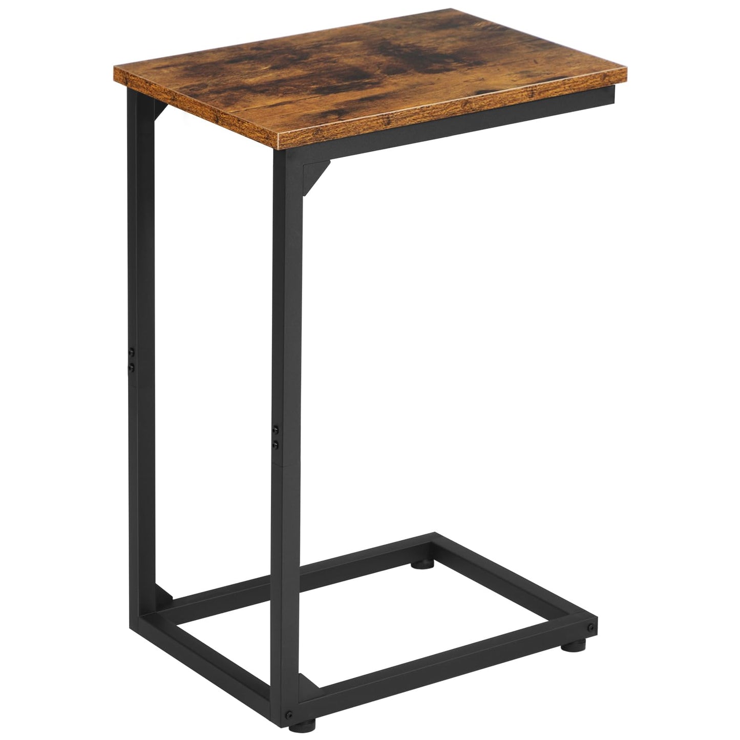 AMHANCIBLE C-Shaped End Table, Sturdy and Stable C Shaped Side Table for Couch, 23.2" High, Slide Under Couch Table for Sofa, Living Room, Bedroom, Small Space, Rustic Brown HET02CBR-1