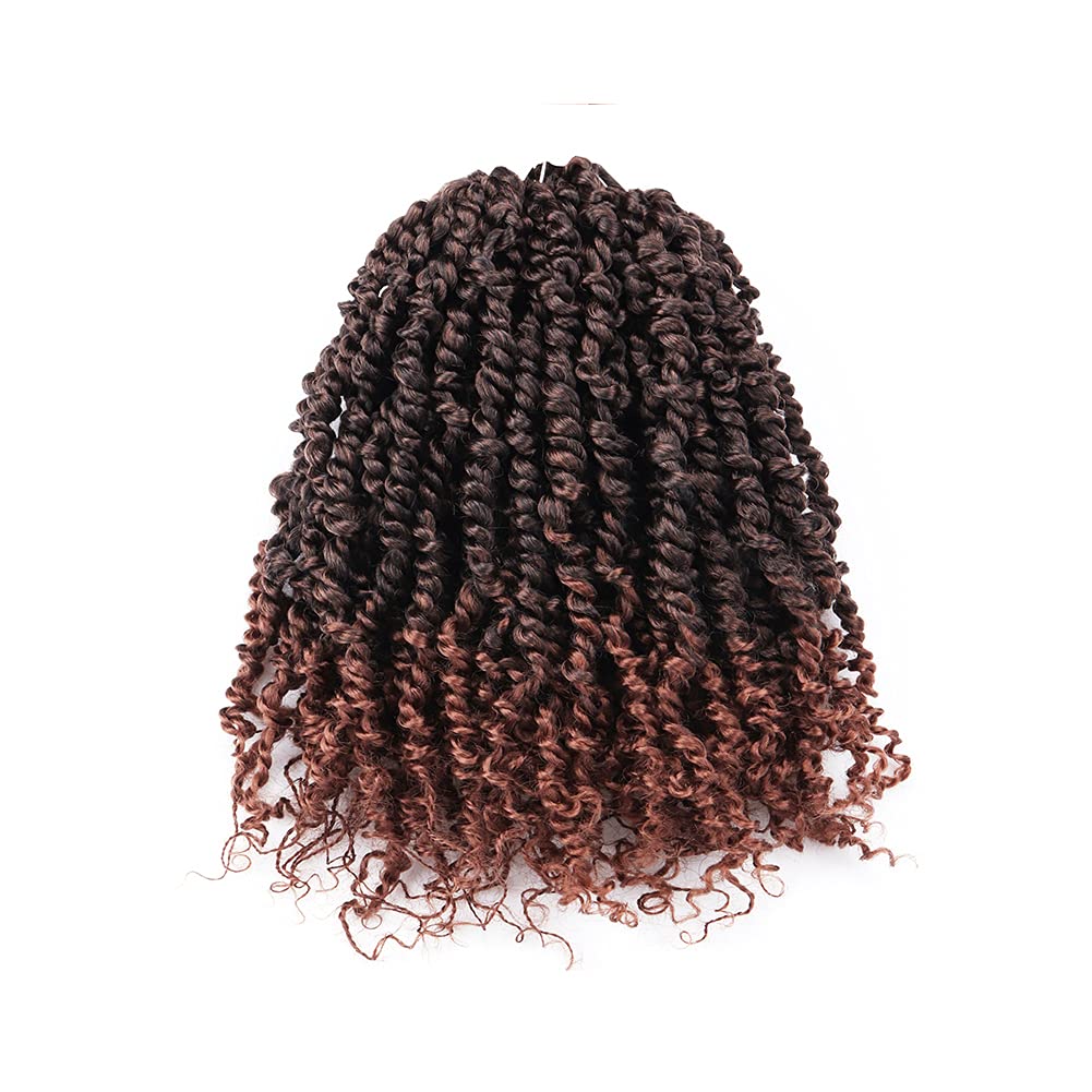 ToyoTress Tiana Passion Twist Hair - 10 Inch 8 Packs Ombre Brown Pre-Looped Pre-Twisted Passion Twists Crochet Braids Made Of Bohemian Hair Synthetic Braiding Hair Extension (10 Inch, T30-8P)