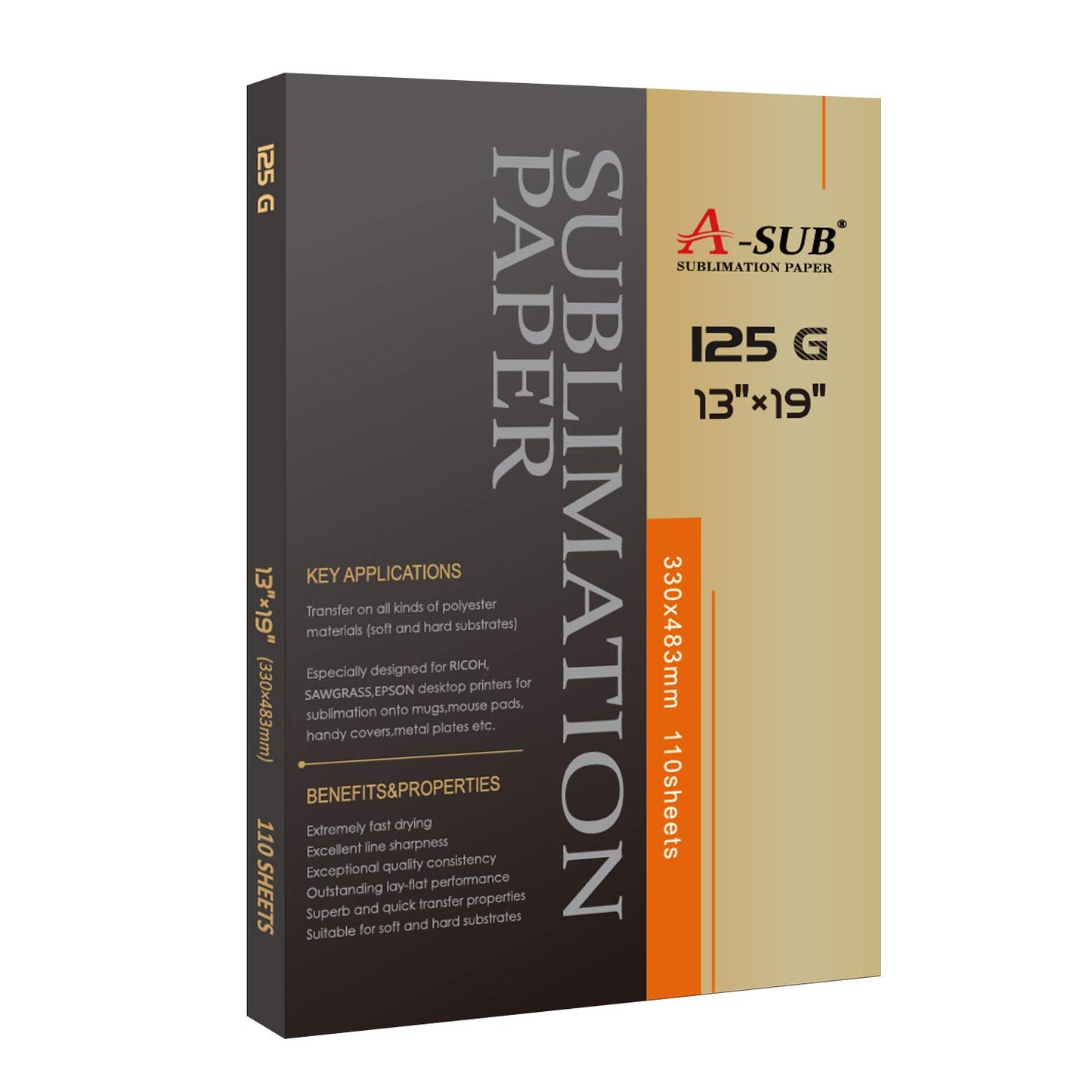A-SUB Sublimation Paper 13X19 Inch 110 Sheets ONLY Compatible with Sublimation Printer and Sublimation Ink 125g