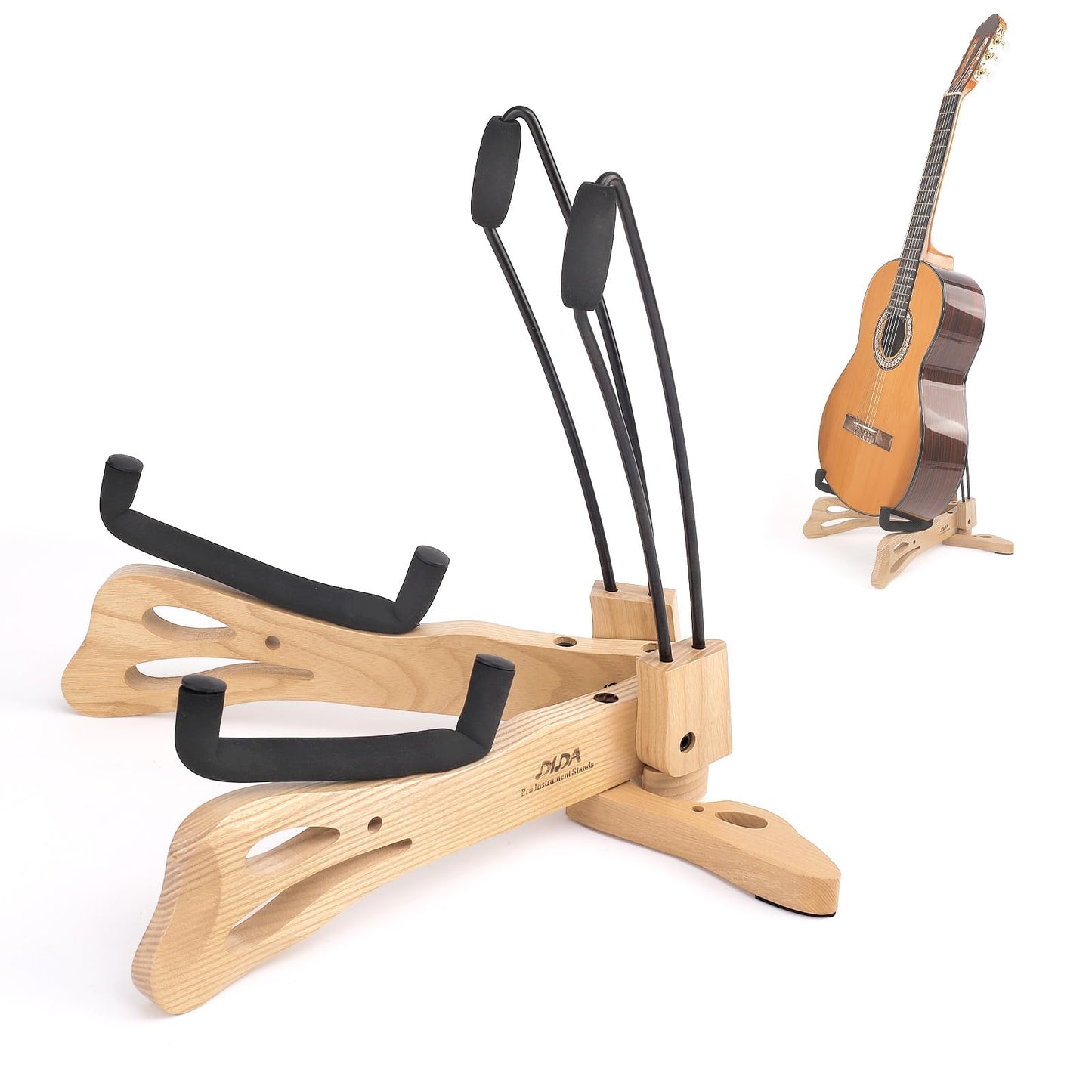 DIDA Acoustic Guitar Stand, Guitar Stand for Acoustic Holder, Folding Wooden Guitar Floor Stand with Non-slip Rubber and Soft Foam, Portable Musical Instrument Holder, Guitar Accessories (Ashwood)