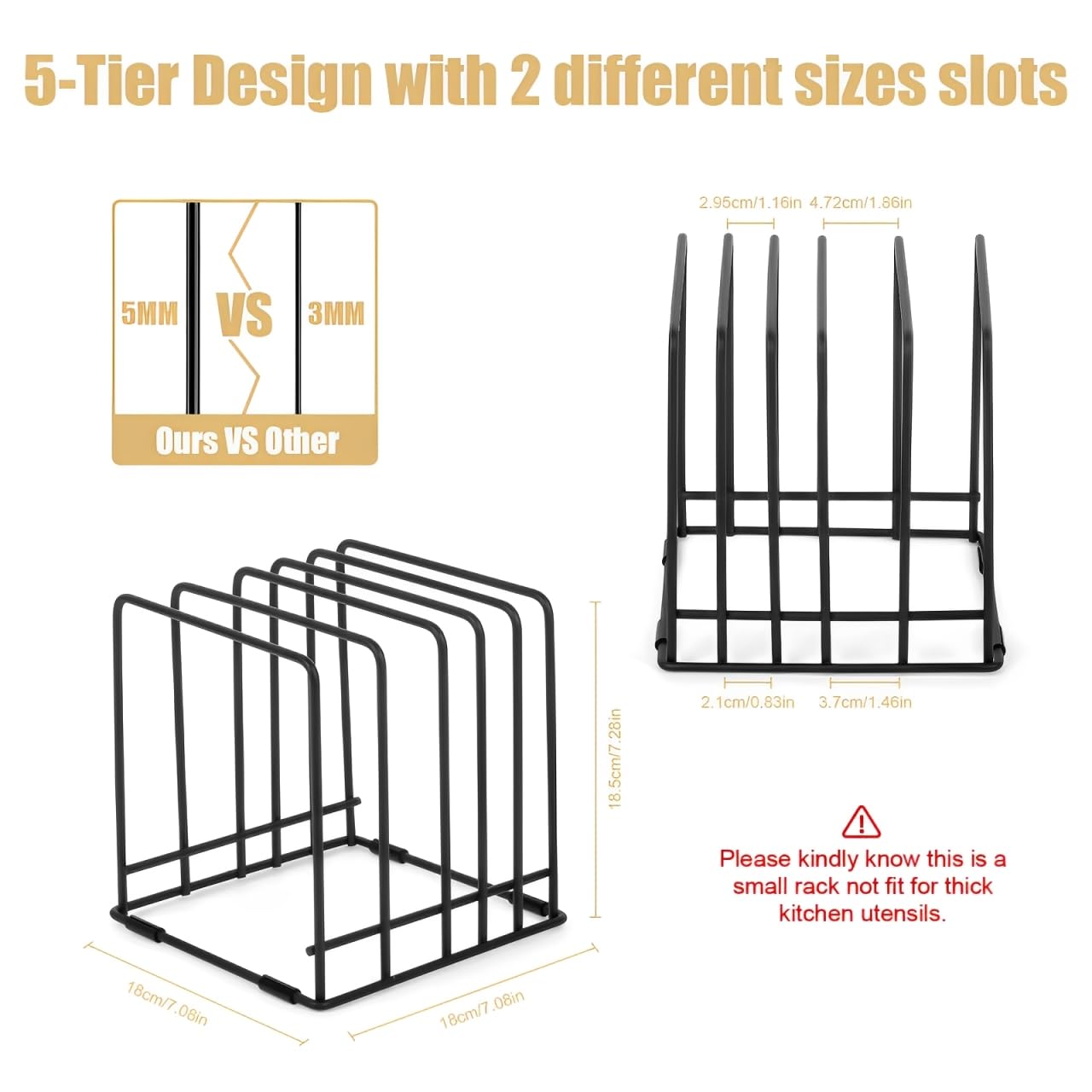 Kitchen Cabinet Cutting Board Organizer, Cookie Sheet Storage Rack,Cabinet Dividers Holder with 5 Slots for Baking Pan Tray Organizer (2 PCS)