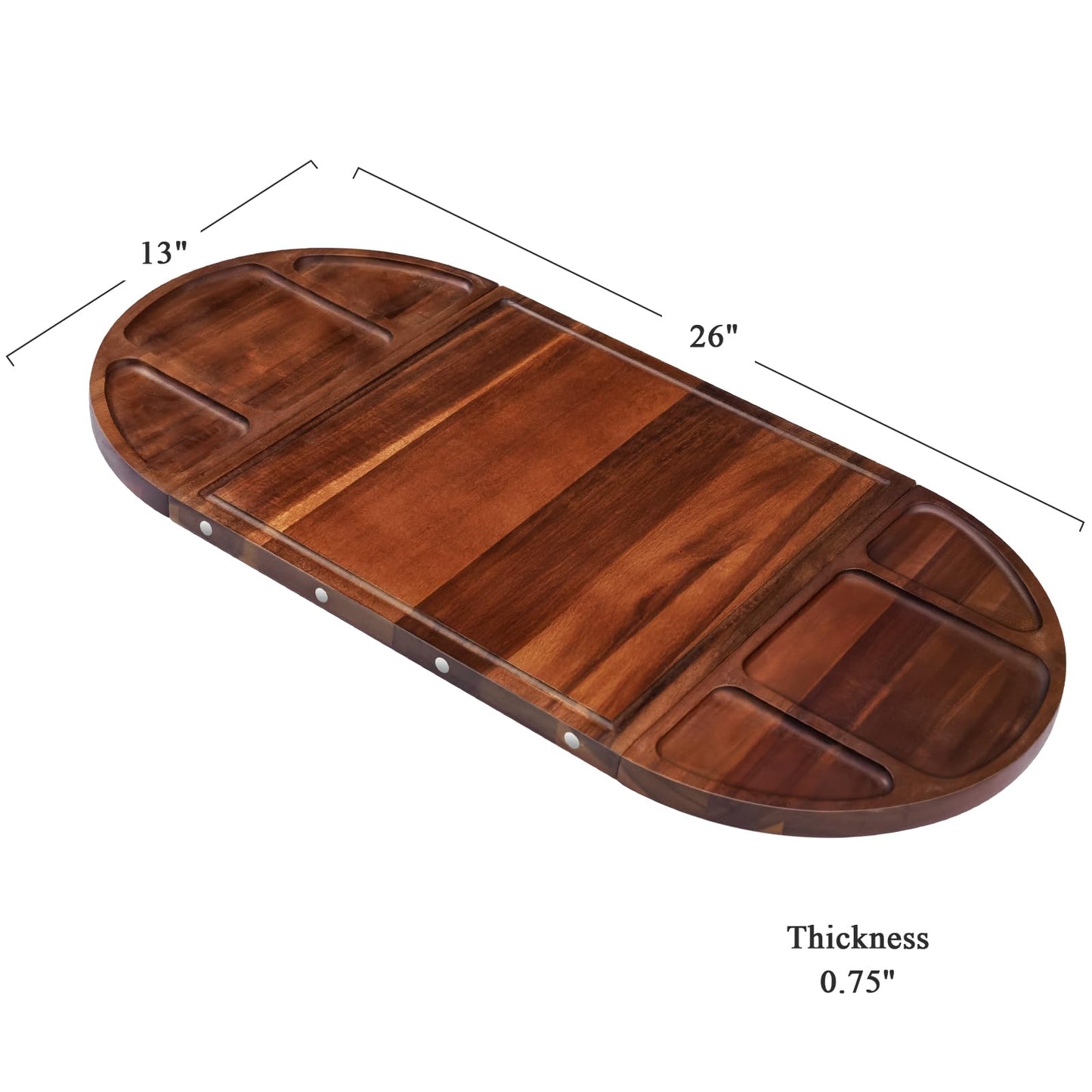 NiHome Magnetic Acacia Wood Charcuterie Board Large 26”x13” Cheese Board Splice Serving Boards for Entertaining, Beautiful Personized Christmas Wooden Square Semicircular Charcuterie Board Set