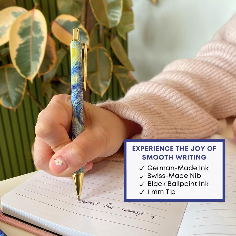 MESMOS Van Gogh Fancy Pen Set - Inspirational Gifts for Women, Office Motivational Writing Pens for Boss Lady, Congratulations Gifts, Unique Click Pens for Servers and Promotions