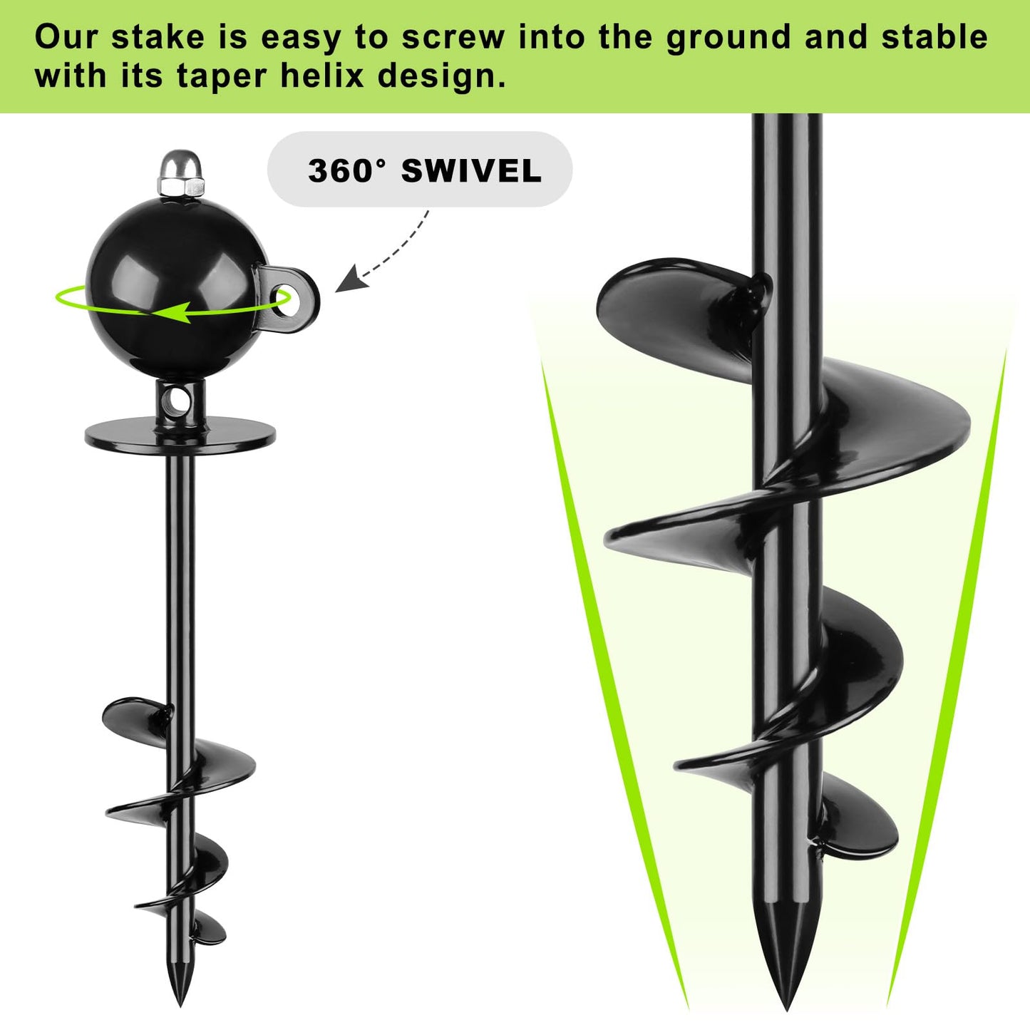 SELEWARE Anti-Rust Tie Out Stake Outdoor Anchor for Large Dogs up to 220 lbs With 30 ft Long Leash
