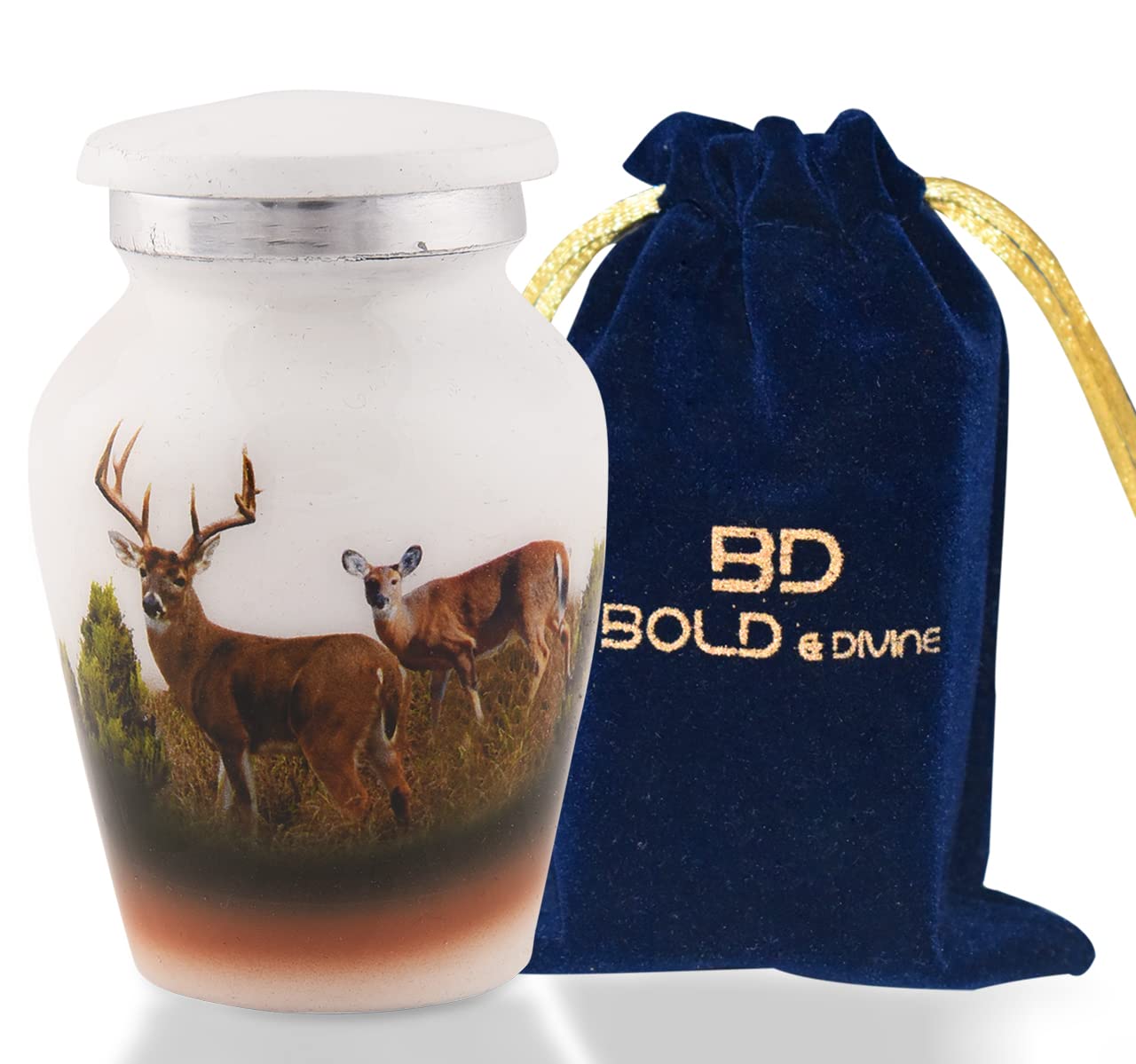 Bold & Divine Keepsake Cremation Urn | Set of 4 Keepsake Memorial Urns Burial Ash Storage Decorative Urns with Paper Funnel Velvet Carry Bag and Gift Box