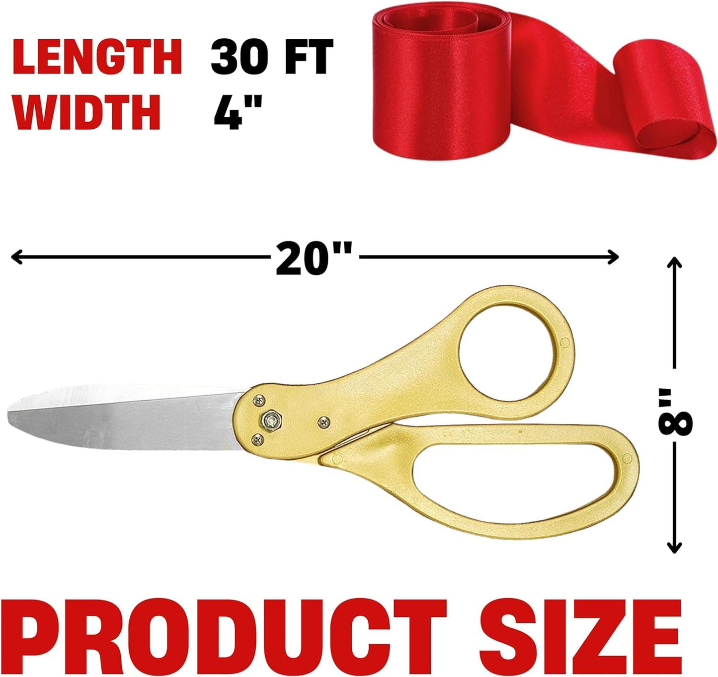 50.8 cm Gold Scissors for Grand Opening – Heavy Duty Gold Giants Ribbon Cutting Scissors for Special Events Inaugurations and Ceremonies