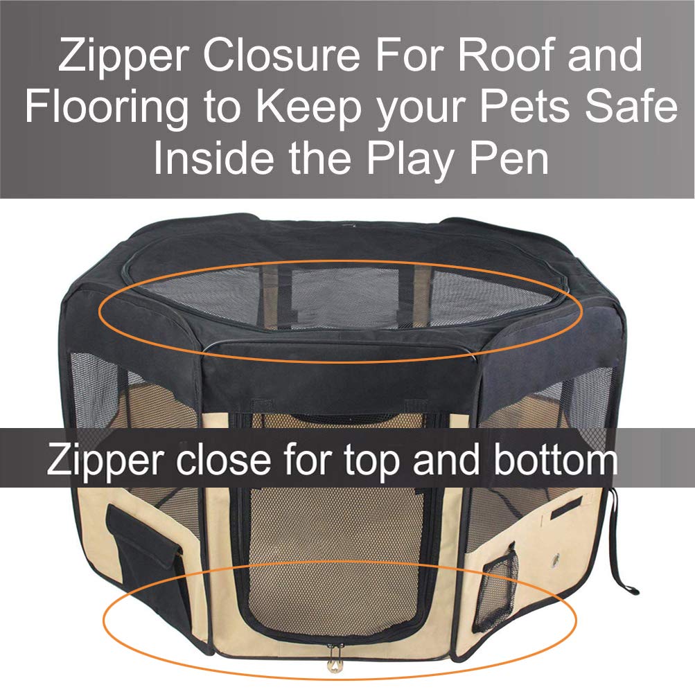 ZuHucpts 48" Portable Foldable Pet Playpen Exercise Pen for Dogs Puppies/Cats | Indoor/Outdoor Use