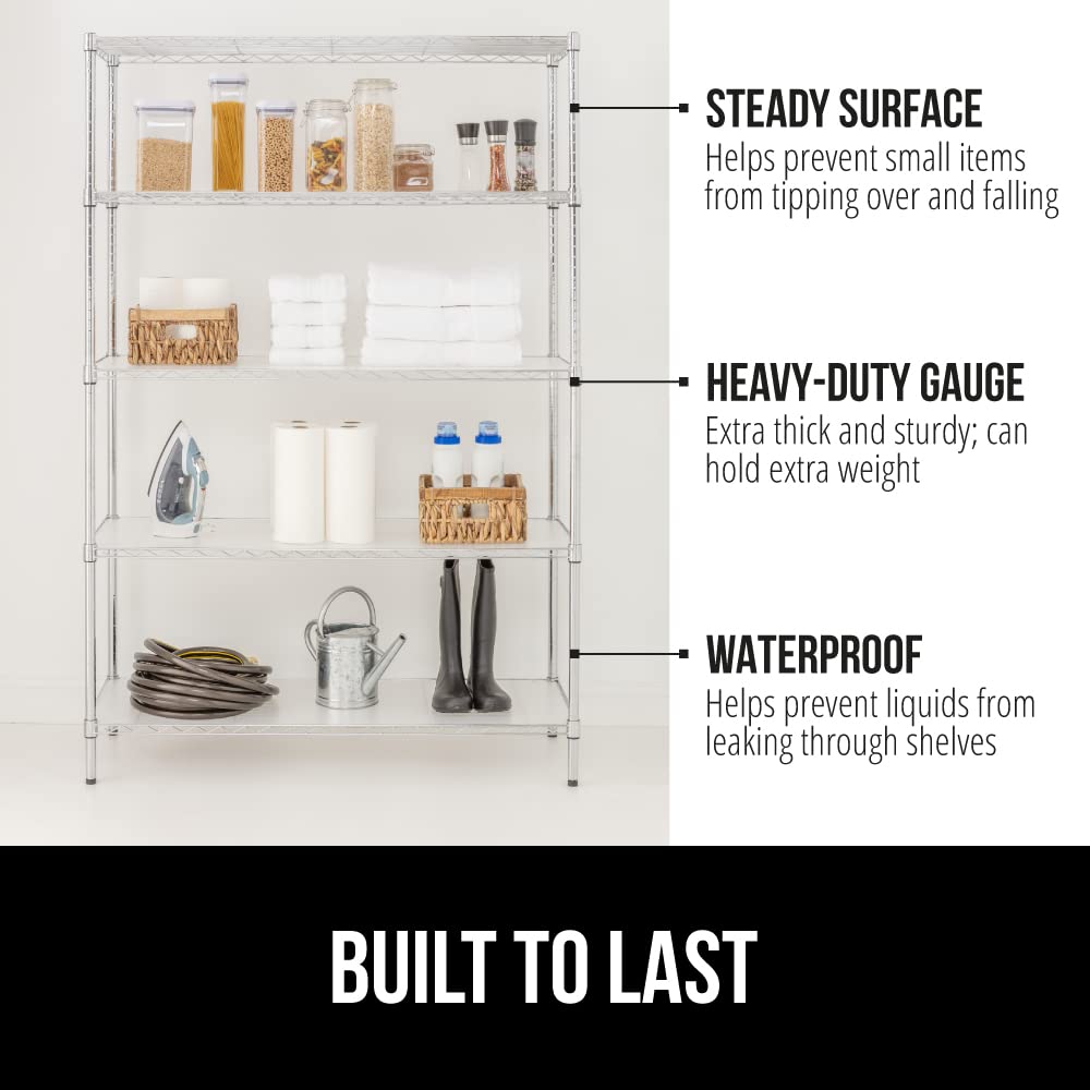 GORILLA GRIP ShelfGuard Wire Shelf Liner Compatible with Amazon Basics Shelving Unit, Set of 6 Waterproof Liners for Organizing Metal Rack Shelves, Kitchen Cabinets, Cupboard, Pantry, 18x48 Clear