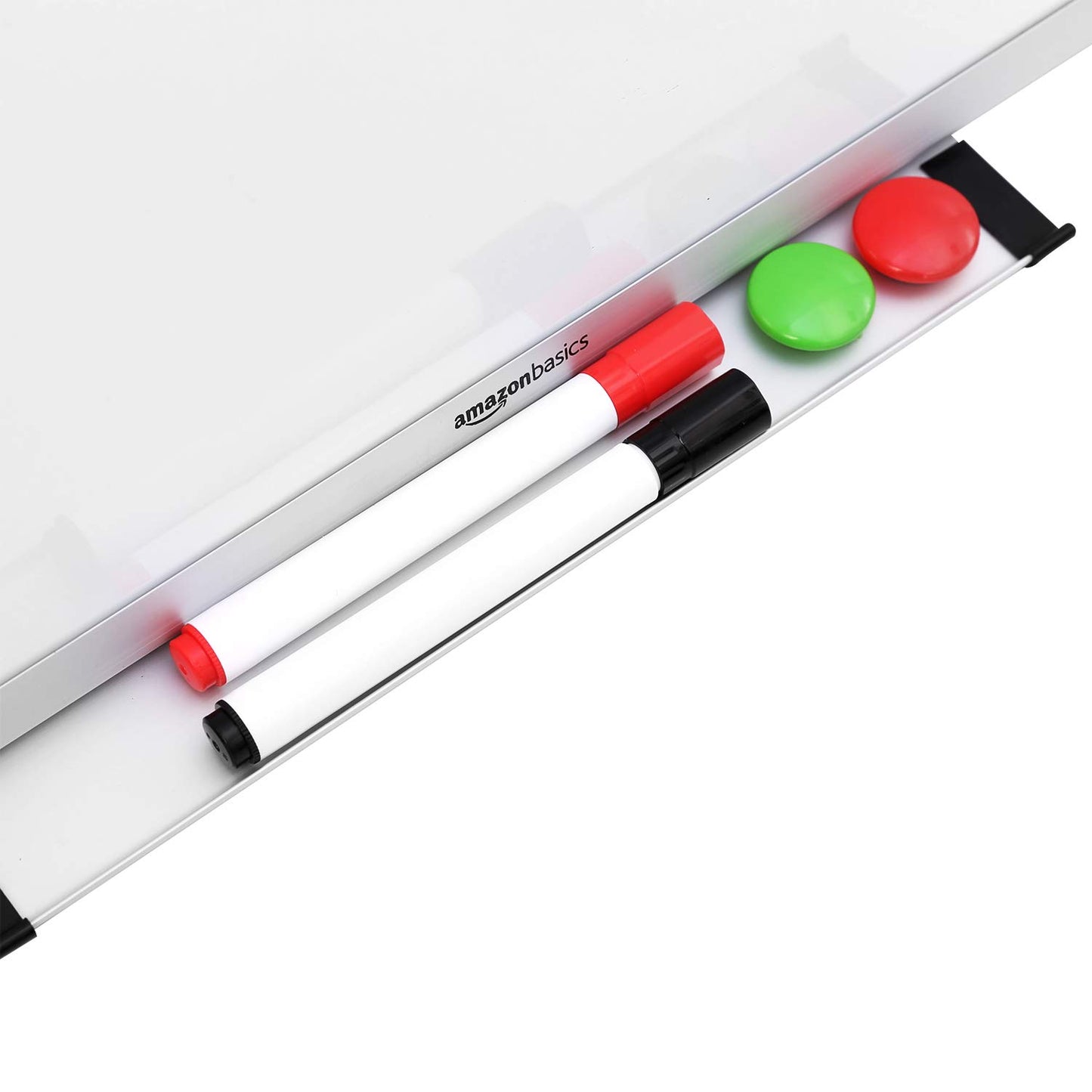 Amazon Basics Large Magnetic Dry Erase Whiteboard with Pen Tray for School, Classroom, Office & Home , 89.92 cm x 59.94 cm, Aluminum frame