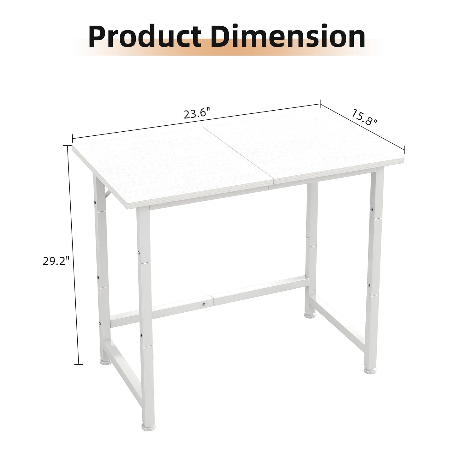 Flrrtenv 23.6 Inch Computer Desk, Small Writing Study Desk with Sturdy Metal Frame, Gaming Table with Desk Pad for Home Office, White