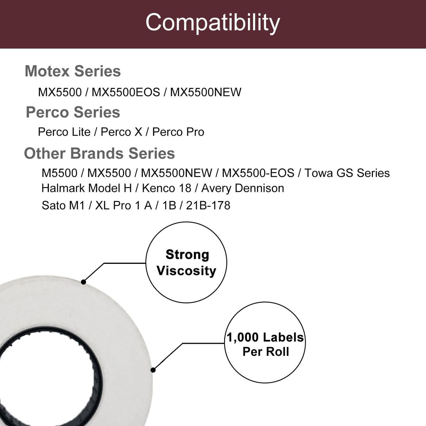 Motex 1 Line Labels - 10,000 White Blank Price and Date Gun Labels, Fits Perco 1 Line Price and Date Guns and MX-5500