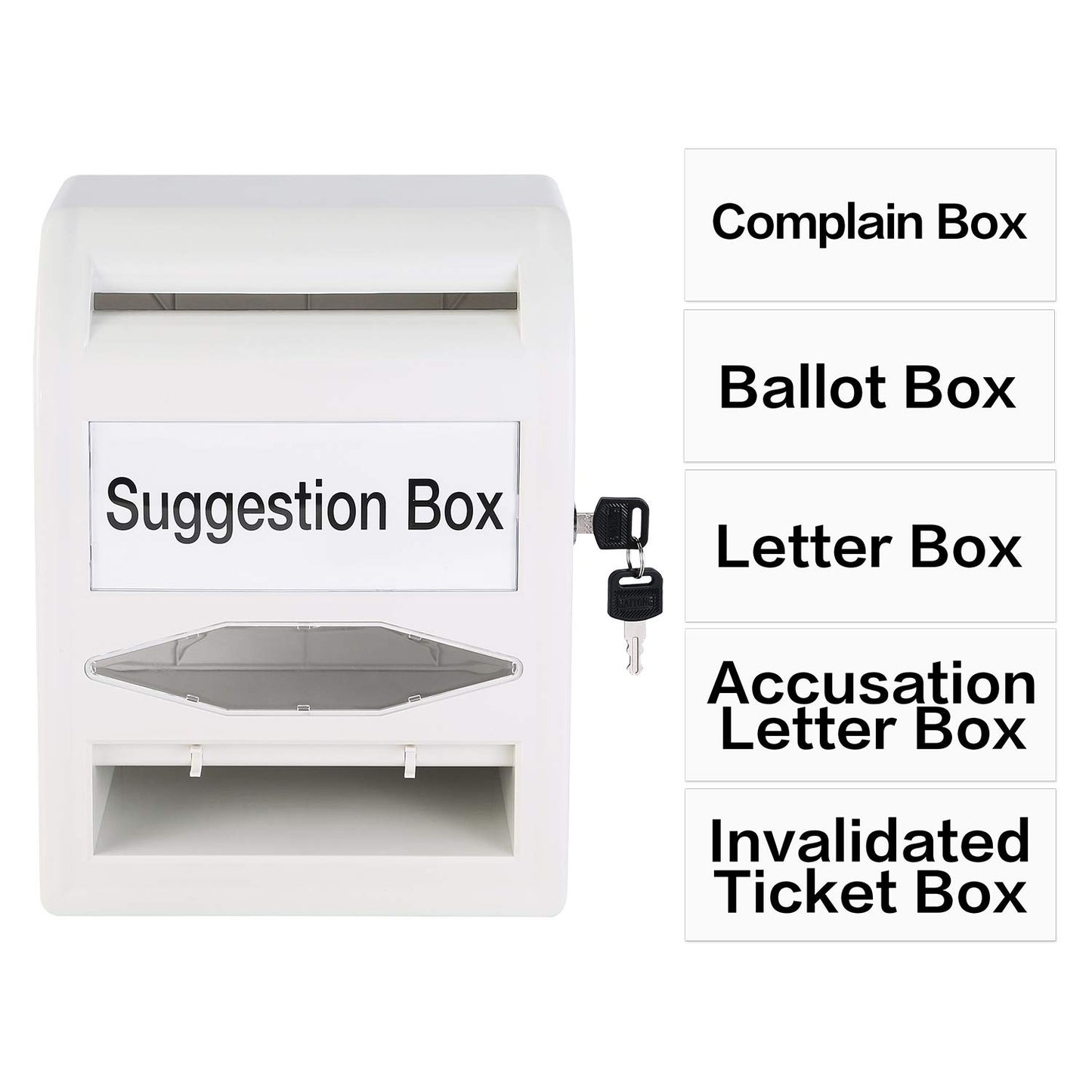 Amazon Basics ABS Suggestion Box with Lock and Key, Donation/Ballot Box,‎ 8.2" x 4.7" x11.3'' , Non-clear