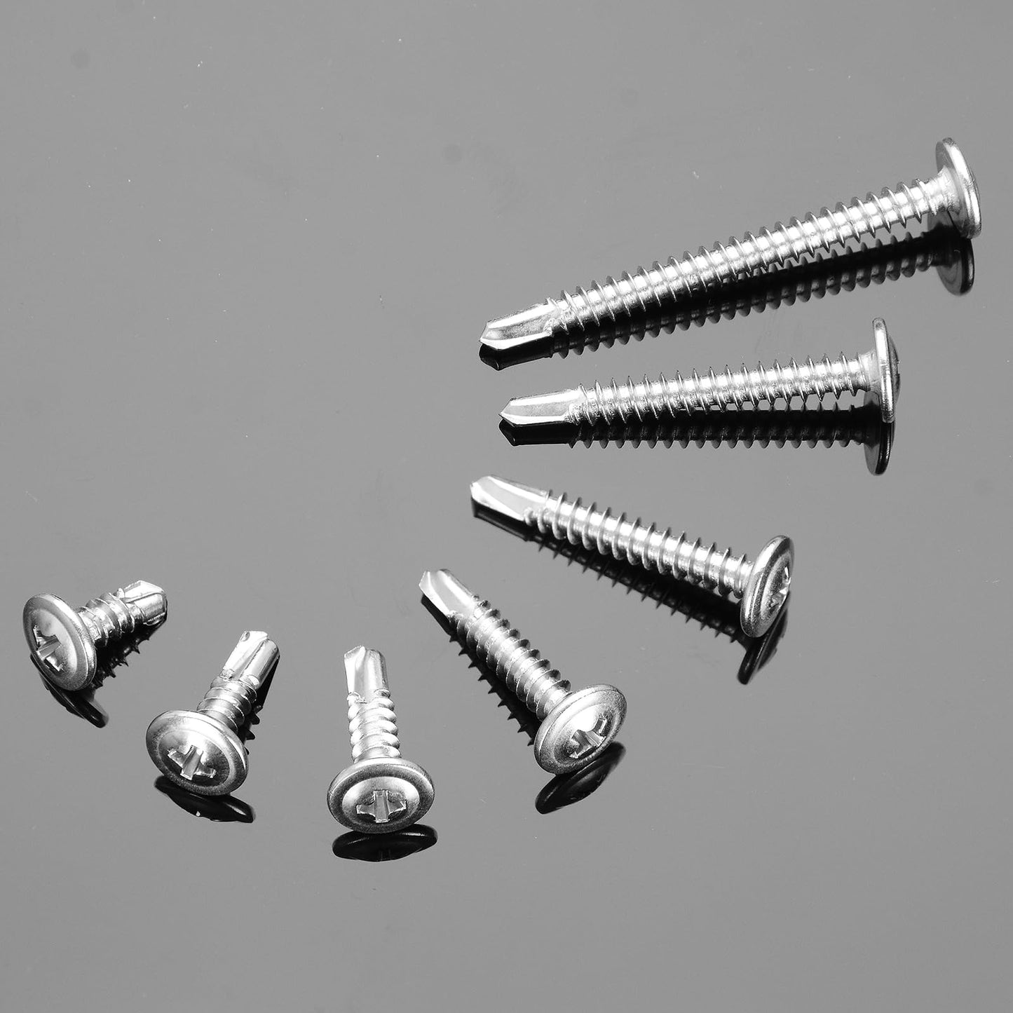 Mywish 650Pieces #8×1" Self Tapping Screws for Metal, Sheet Metal Screws 410 Stainless Steel Truss Head Self Drilling Screws High-Strength Quick Tapping Screws
