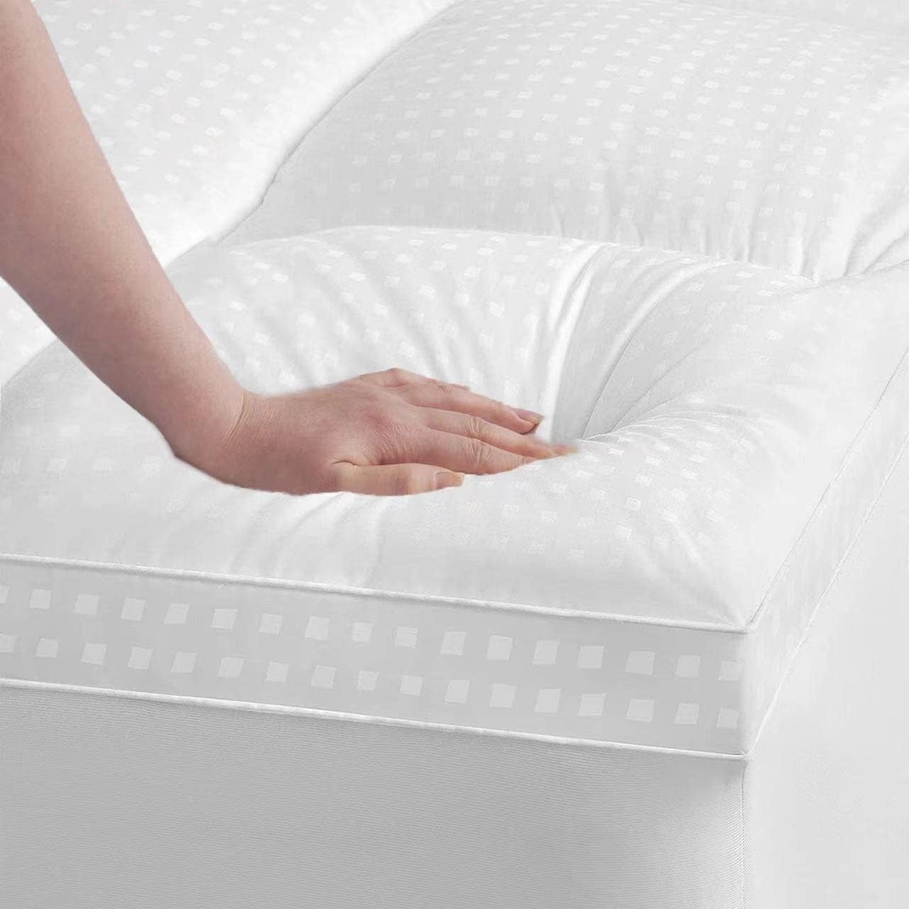 BaliChun Mattress Topper Queen Size Extra Thick Mattress Pad 400TC Cotton Top Cooling Soft Breathable Pillow Top Mattress Cover 8-21" Deep Pocket Fitted Mattress Protector (60x80 Inches, White)