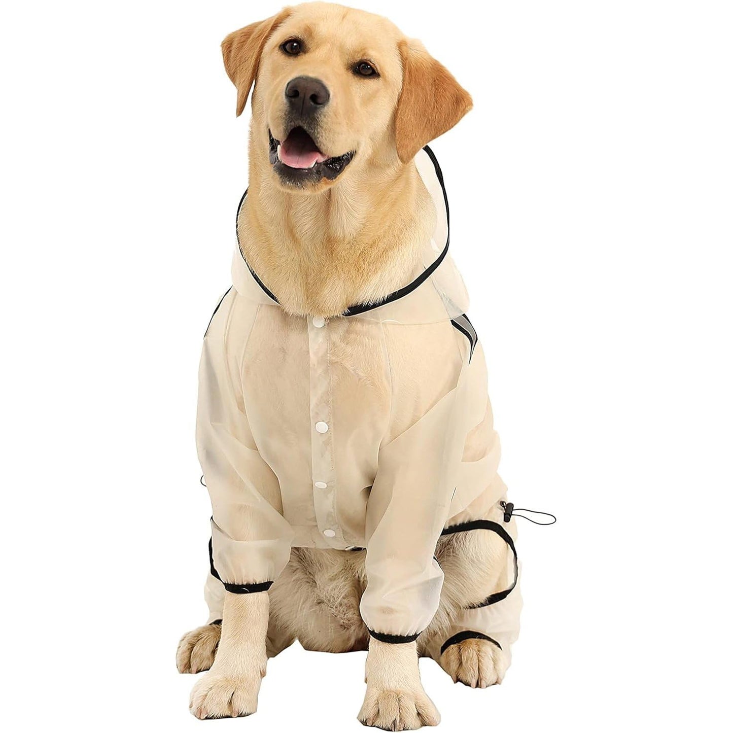 Olsa Dog Raincoat, Dog Hooded Slicker Poncho, 4 Legs Dog Rain Jacket with Reflective Stripe, Transparent Water Proof Resistant Dog Rain Snow Clothes for Small Medium Large Dogs