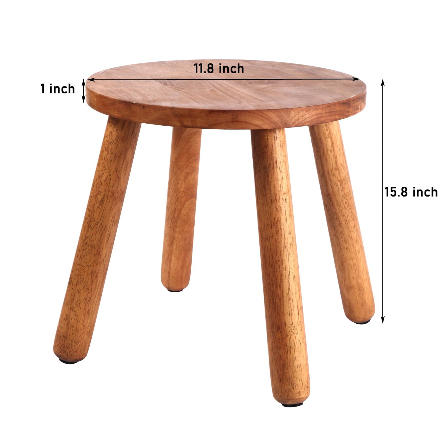 zaowofires Round Solid Wooden Step Stool， GardenStool 15.8''H,Plant Stool ，Wood Stool Legs Detachable for Plant Stand, Kitchen, Bathroom，Bedroom，Livingroom (Walnut,15.8inch)