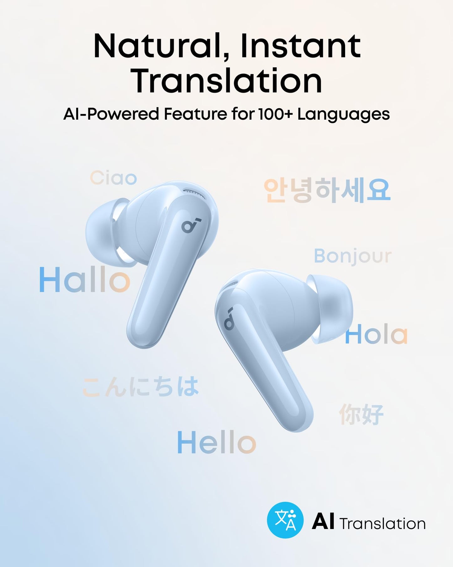 soundcore P31i by Anker, Real-Time Adaptive Noise Cancelling, Hi-Res Sound, Translation Earbuds, 50H Playtime, Wireless Earbuds, Bluetooth Earphones, Spatial Audio, Fast Charging, IP55
