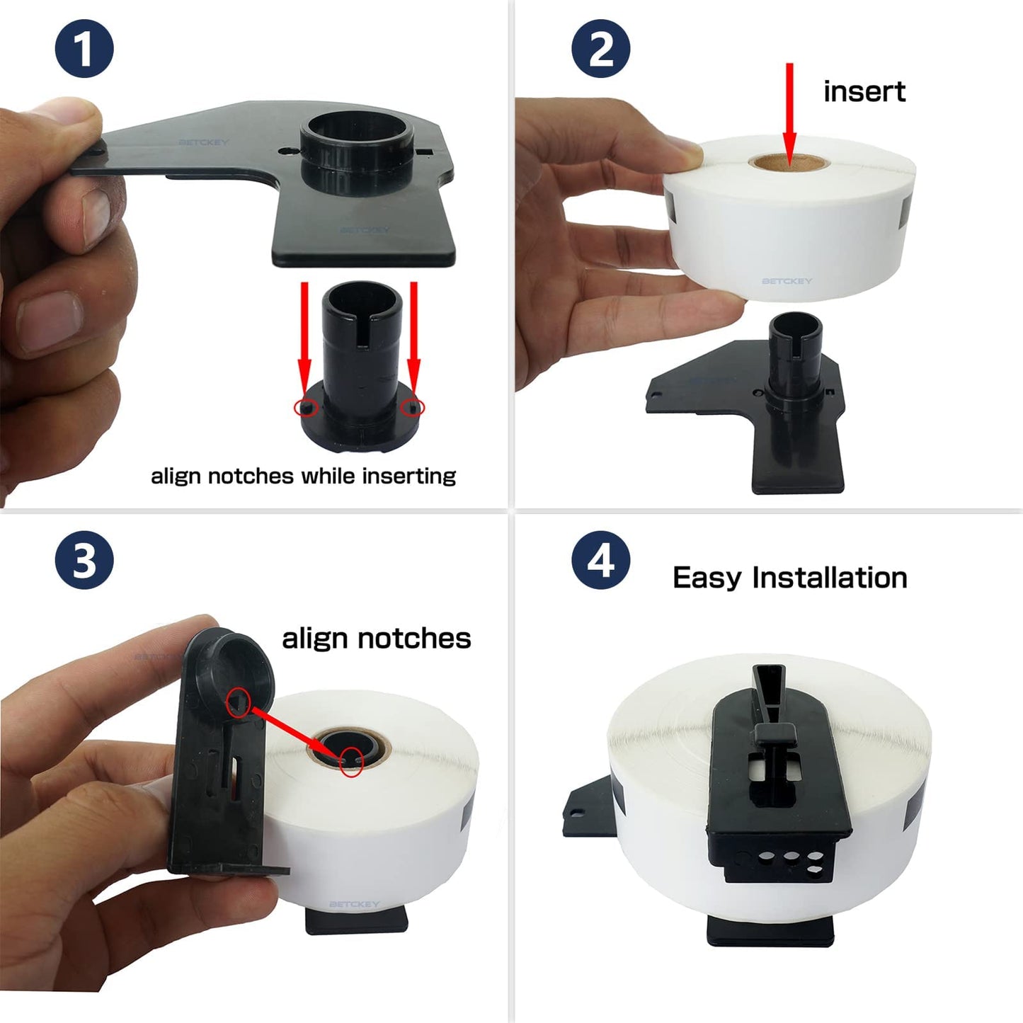 BETCKEY - Compatible Continuous Labels Replacement for Brother DK-2205 (2.4 in x 100 ft), Use with Brother QL Label Printers [10 Rolls + 2 Reusable Cartridges]