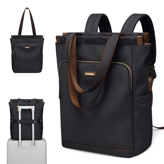 Convertible Laptop Backpack for Women Casual Daypack Notebook Tote Bag for Work College Travel Leisure (Black)