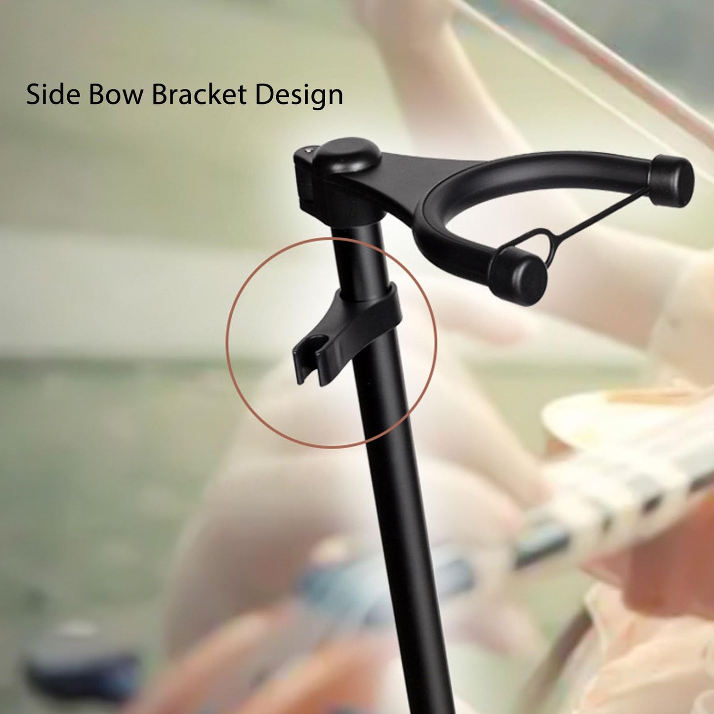 Violin Stand, Adjustable Height Violin Stand with Bow Holder, Aluminum Alloy Instrument Stand Ukulele Stand with Lock Buckle on the Top for Ukulele, Violin, Guitar
