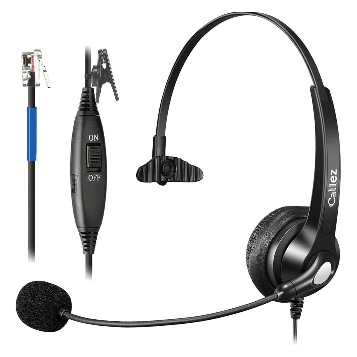 Callez RJ9 Phone Headset with Noise Cancelling Mic & Mute Switch, Corded Telephone Headset for Cisco 8851 8845 8841 8811 7965 7962 7945 7941 7841 7821 6941 6851 Office Landline Phones