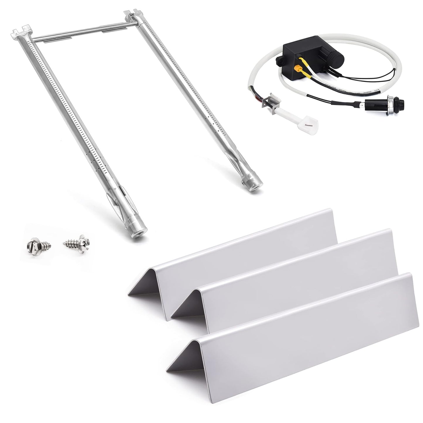 Criditpid Barbecue Replacement Parts for Weber Spirit I & II 200 with Front Control, Spirit E210, E220, S210, S220, Stainless Steel 7635 Flavorizer Bars, 69785 BBQ Burner Tubes & 7642 Igniter Kit.