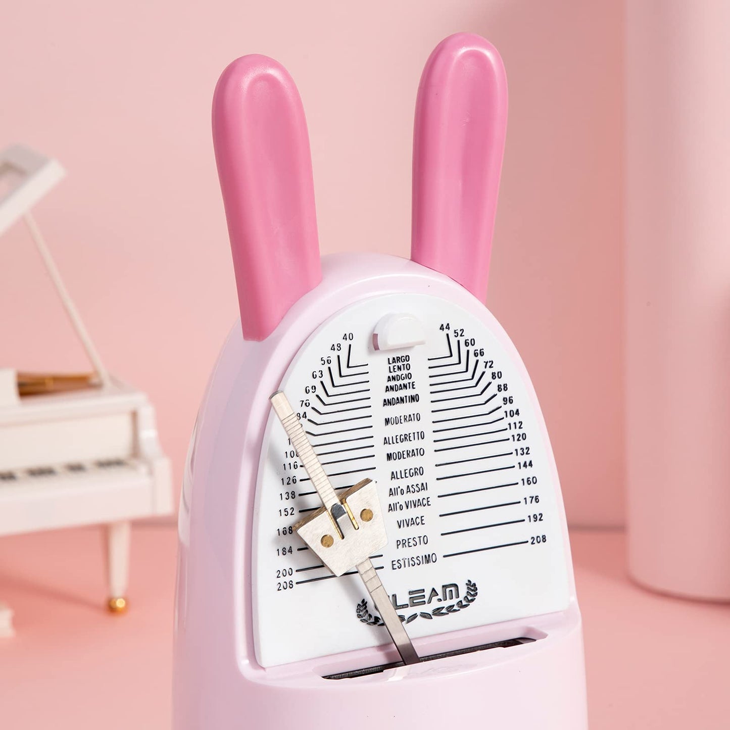 Easy Control Cute Cartoon Mechanical Metronome for Piano Drum Guitar Violin Ukulele Players with Bell, Pink-Rabbit